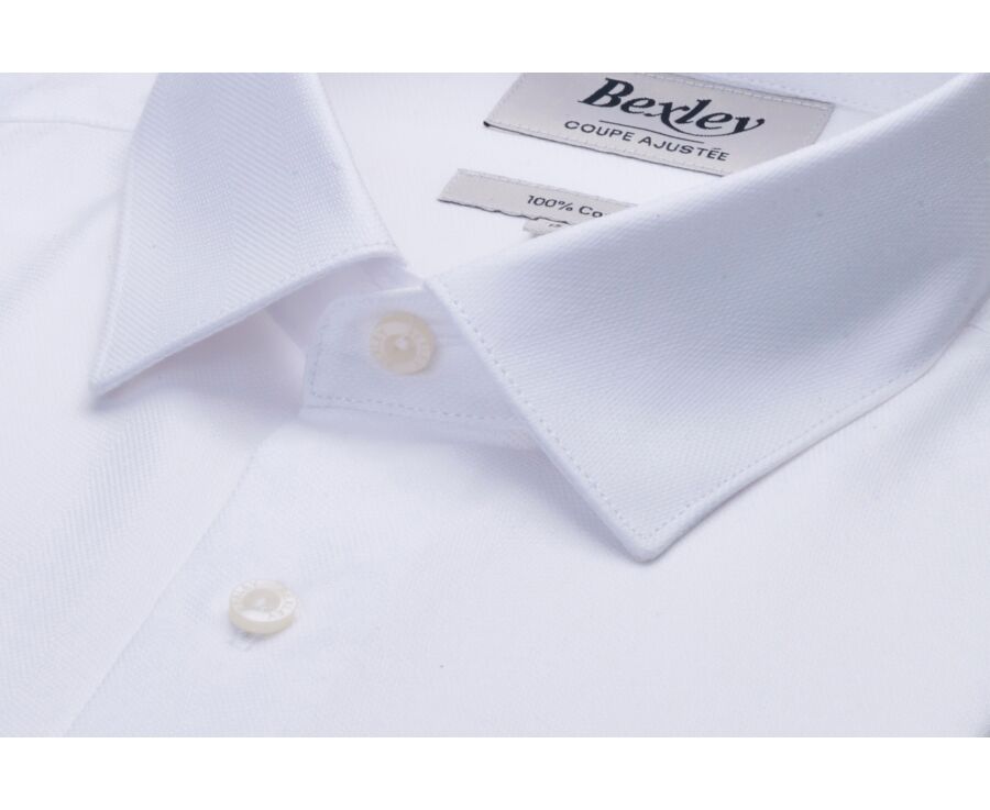 Men’s white plain cotton shirt - LUDIVIEN CLASSIC