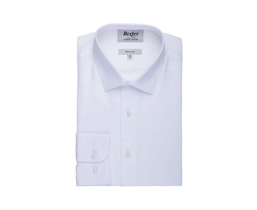 Men’s white plain cotton shirt - LUDIVIEN CLASSIC