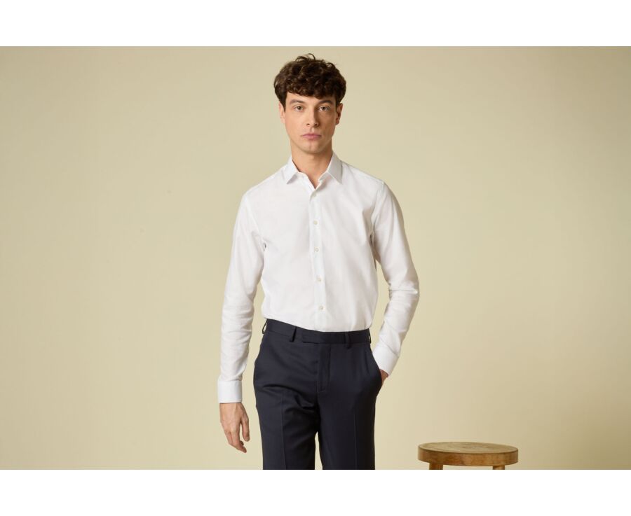 Men’s white plain cotton shirt - LUDIVIEN CLASSIC