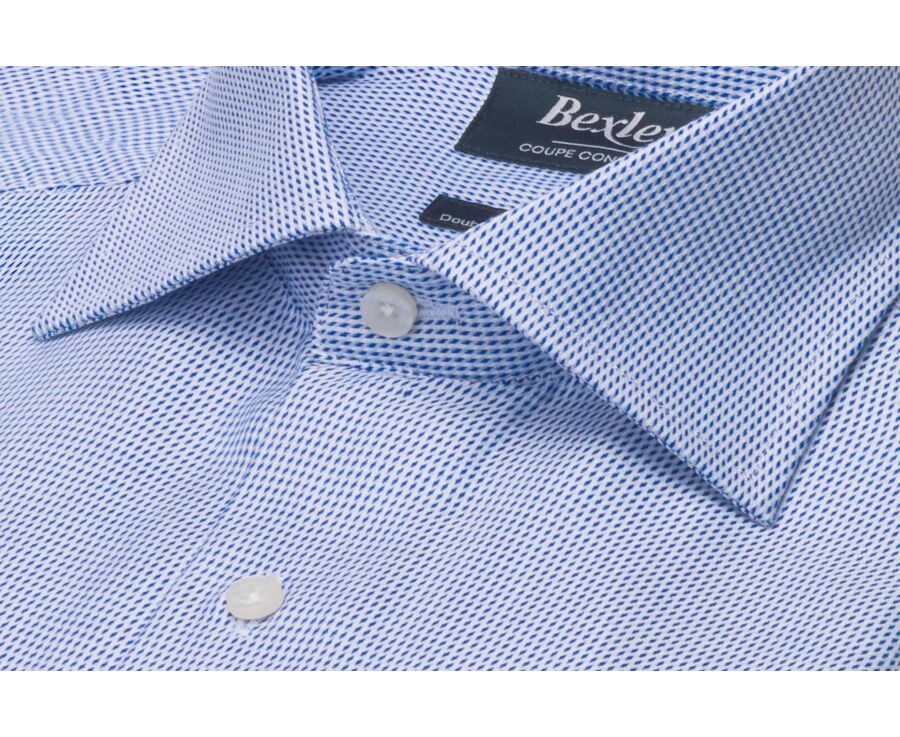 Men's ocean blue micro-pattern shirt - SAVINO