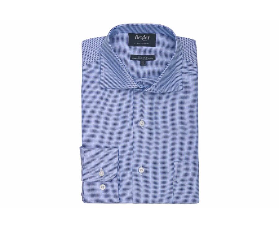 Men's ocean blue micro-pattern shirt - SAVINO