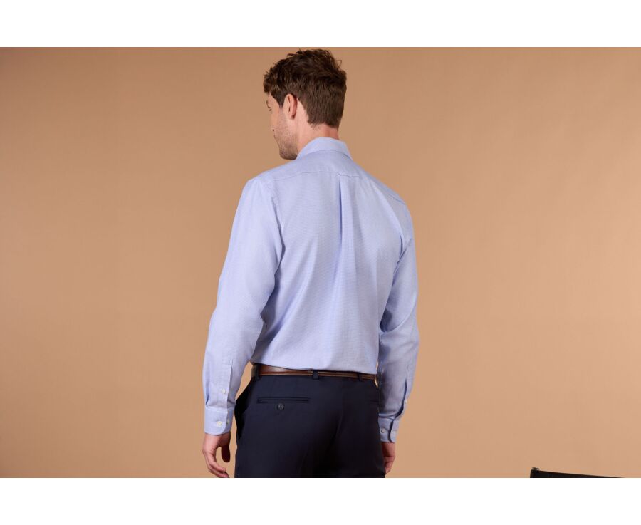 Men's ocean blue micro-pattern shirt - SAVINO
