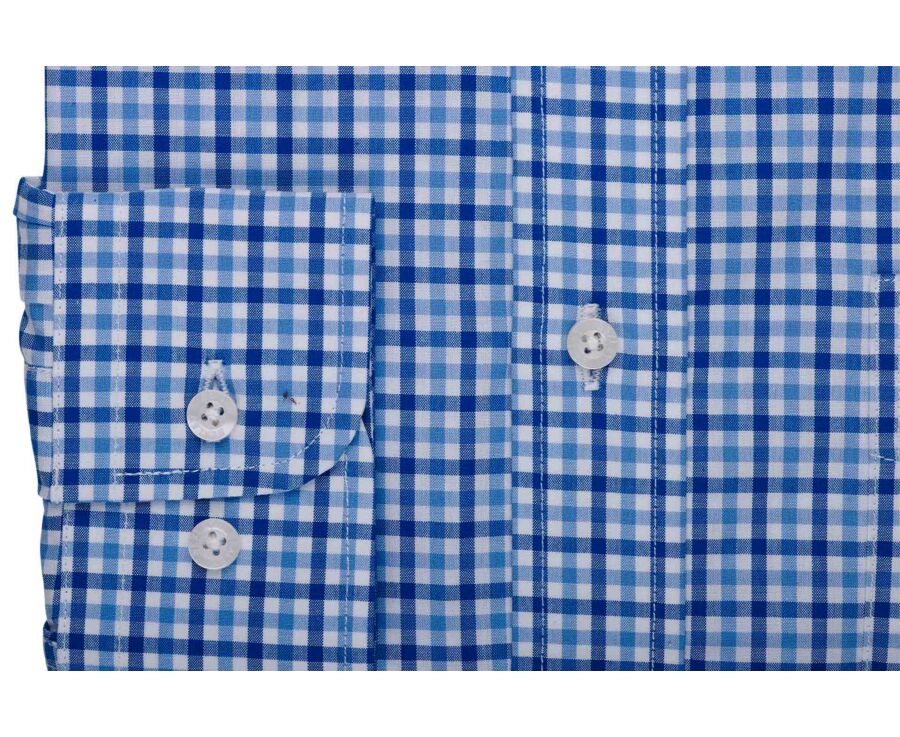 Men’s fine checked shirt in blue and sky blue - CULLEN
