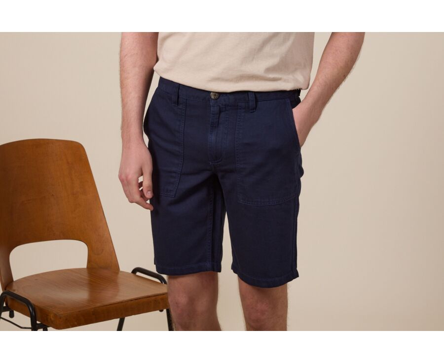 Navy Blue Bermuda Shorts - BELVIN