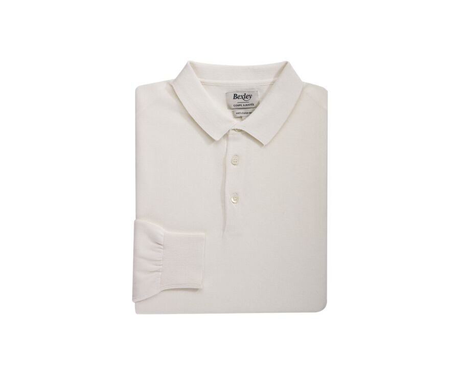 Men’s Dress Knit Pullover Ecru  - Polo Collar - BRAIDEN ML