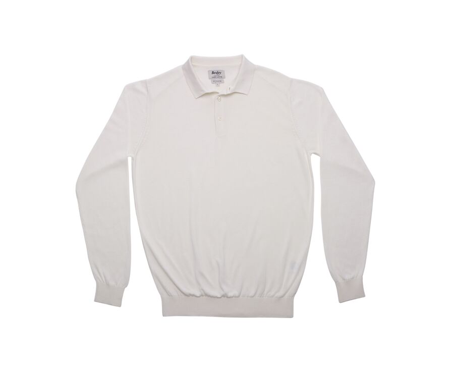 Men’s Dress Knit Pullover Ecru  - Polo Collar - BRAIDEN ML