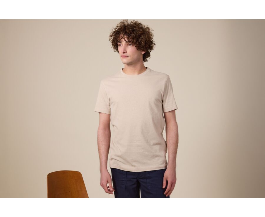 Men's T-Shirt Cotton/Linen - Greige - ENIAS