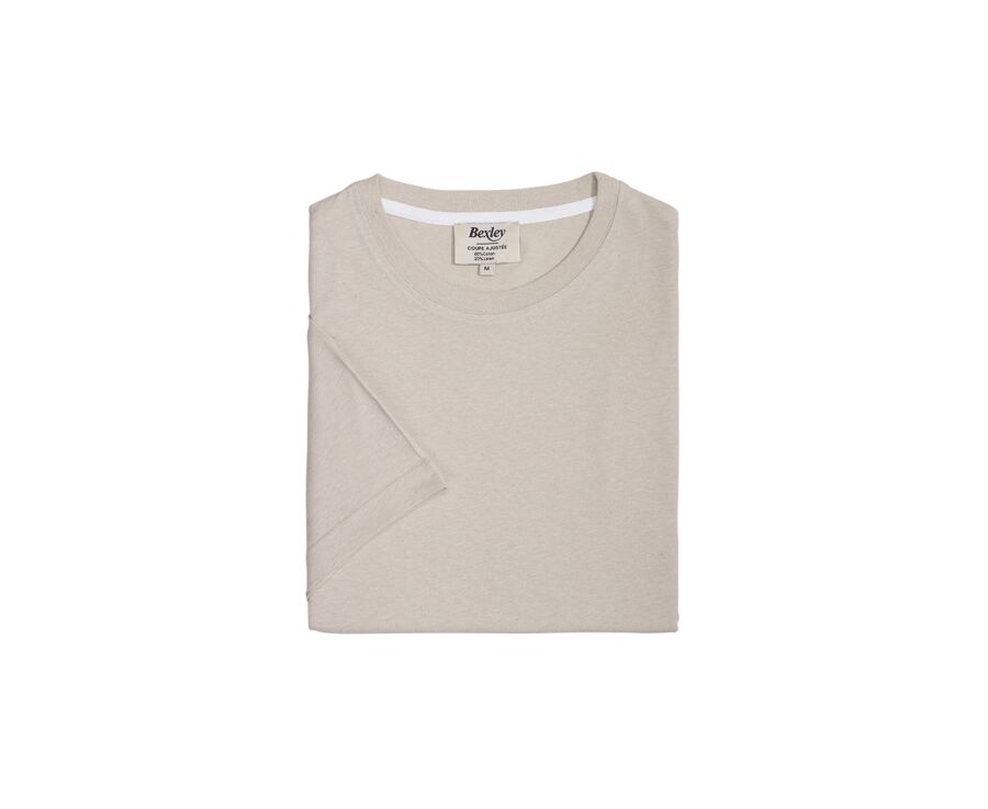 Men's T-Shirt Cotton/Linen - Greige - ENIAS