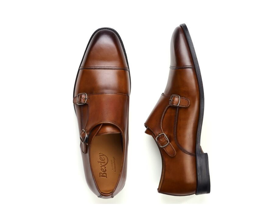 Men’s Double Monk Strap Shoes Patina Gold - LANGFORD