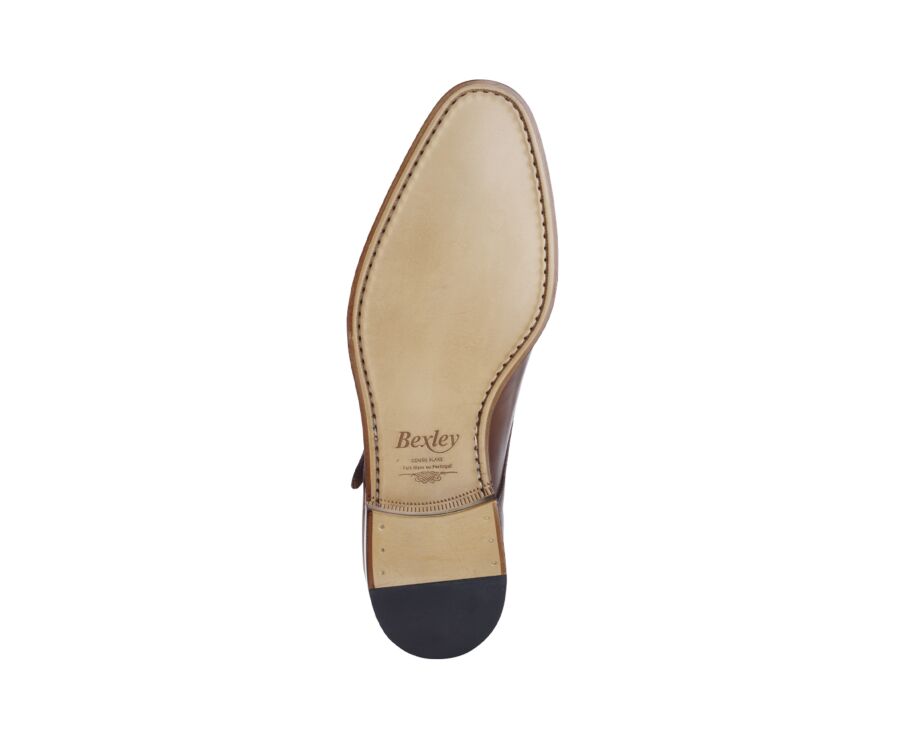 Men’s Double Monk Strap Shoes Cognac Patina - LANGFORD