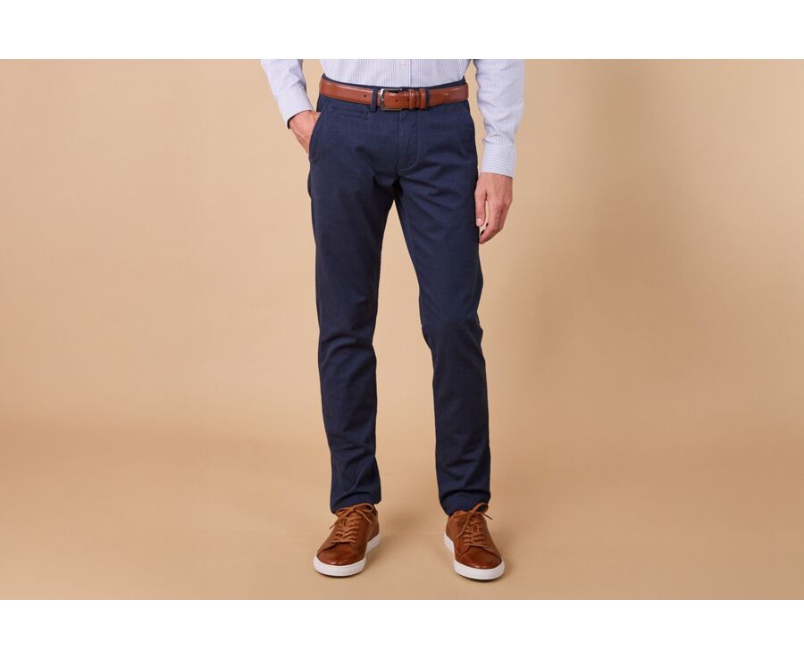 Men's navy herringbone chino trousers - JORDEN II