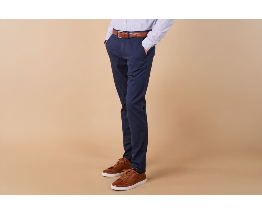 Men's navy herringbone chino trousers - JORDEN II