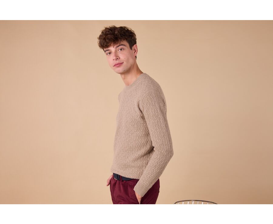 Crew neck pullover - Taupe Melange - CONLEY