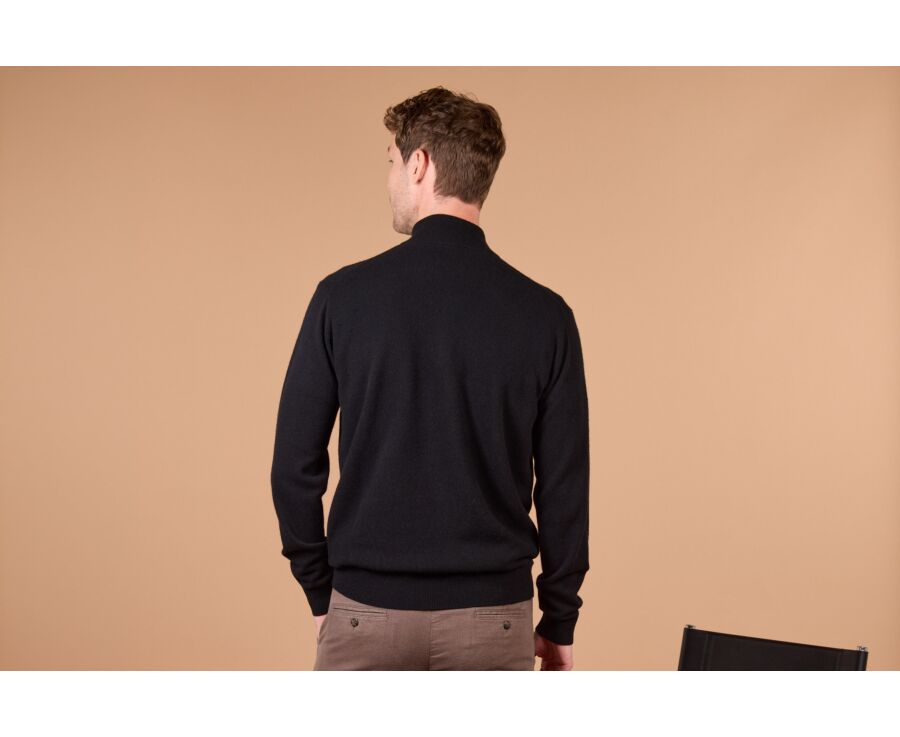 Men's two-tone black and taupe mélange lambswool zip jumper - KEYDEN II