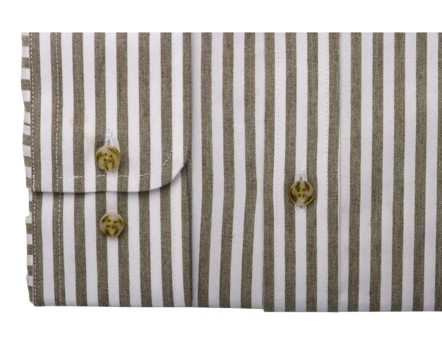 Flannel shirt – Ecru and Khaki stripes - SIMION II
