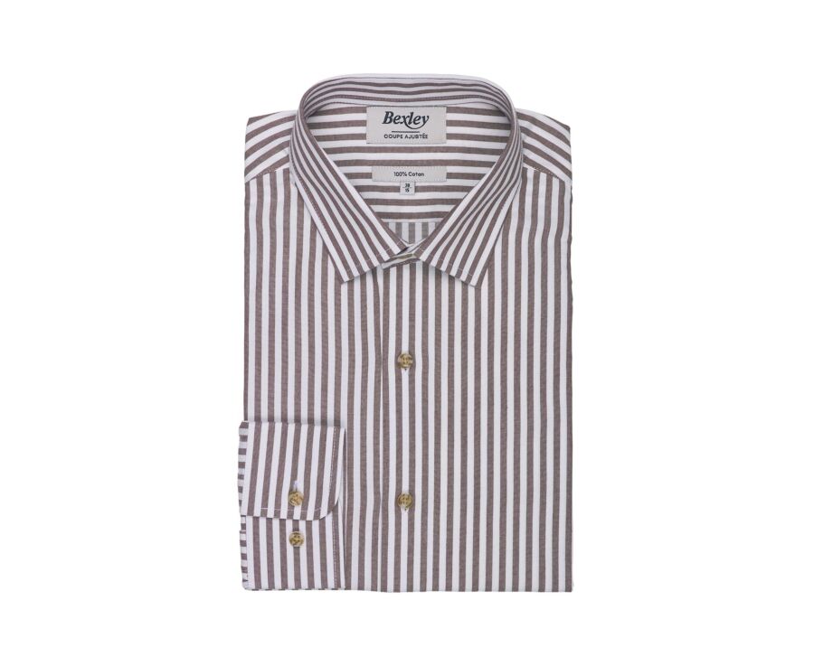 Men's white and chocolate flannel shirt - SIMION II