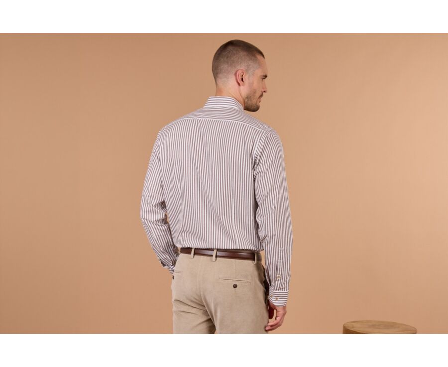 Men's white and chocolate flannel shirt - SIMION II