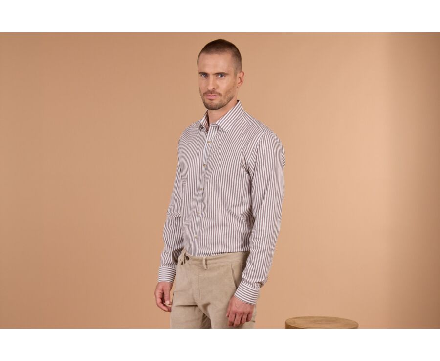 Men's white and chocolate flannel shirt - SIMION II