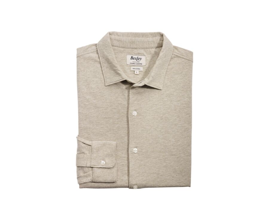 Men's jersey shirt 100% cotton - Taupe Light Melange - AIGNAN