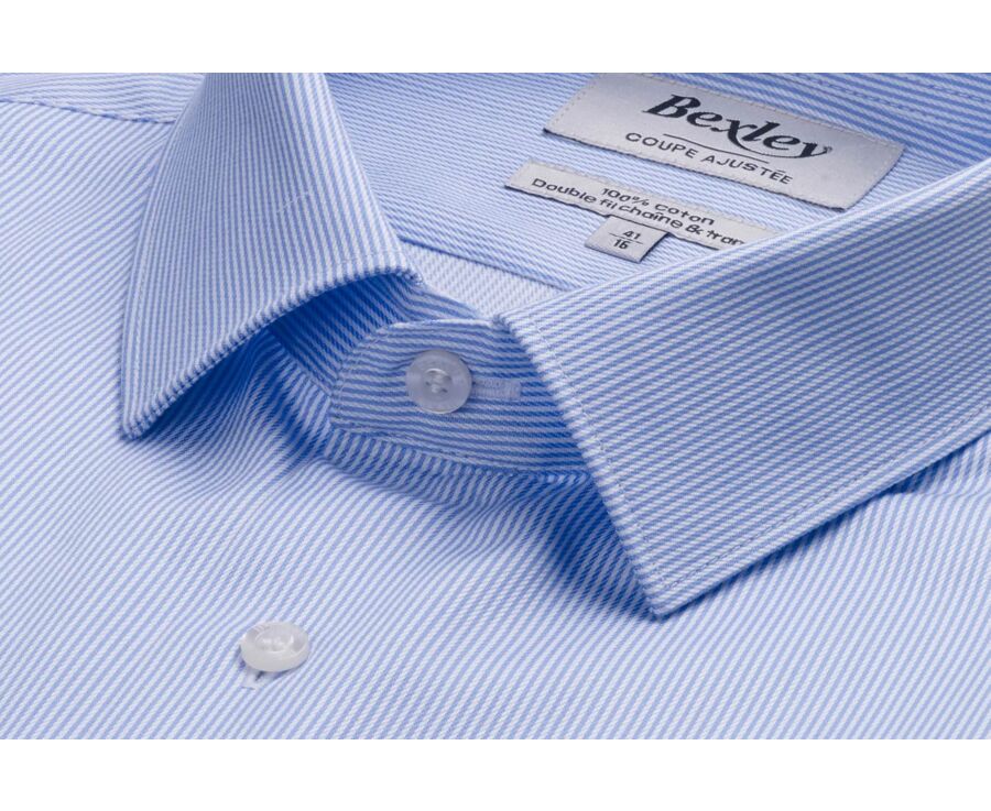 Twill Shirt for Men – Light Blue & White Stripes - DUNANT CLASSIC