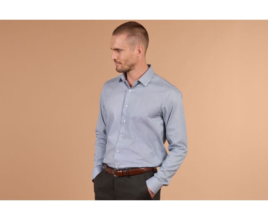 Men's green striped shirt - DUNANT CLASSIC