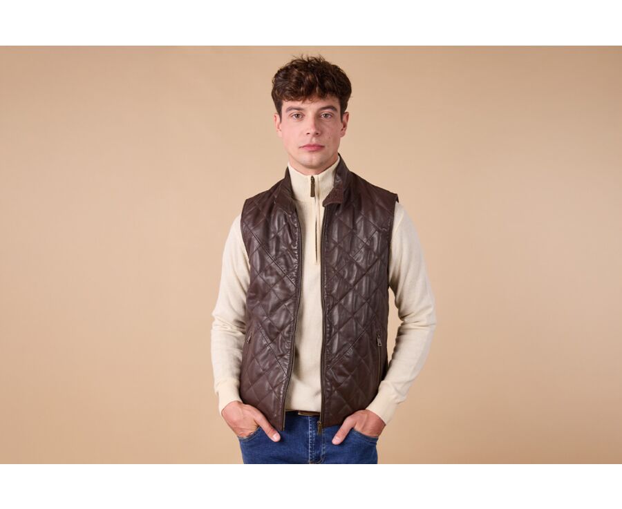 Chocolate leather Down Jacket - NICKELSON