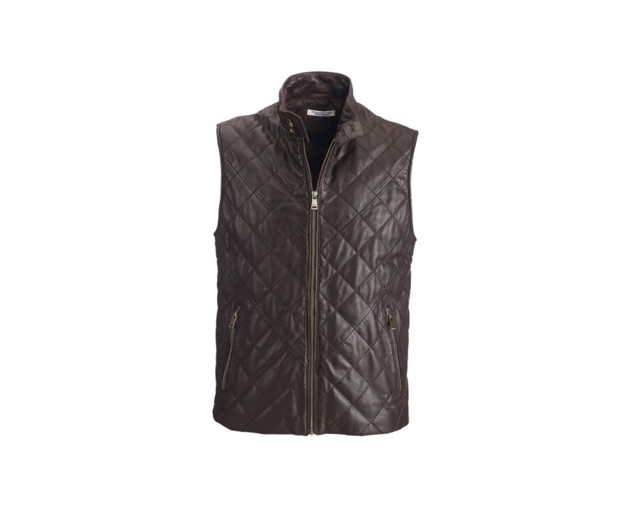 Chocolate leather Down Jacket - NICKELSON
