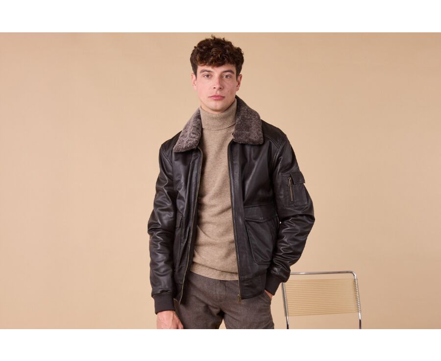Men’s chocolate aviator jacket - TYLER II