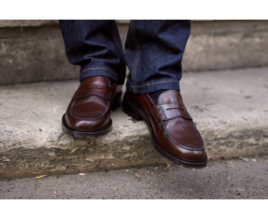Men's Italian patina calf leather loafer - DOWARD GOMME