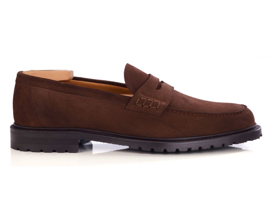 Men's chocolate suede loafer - DOWARD GOMME