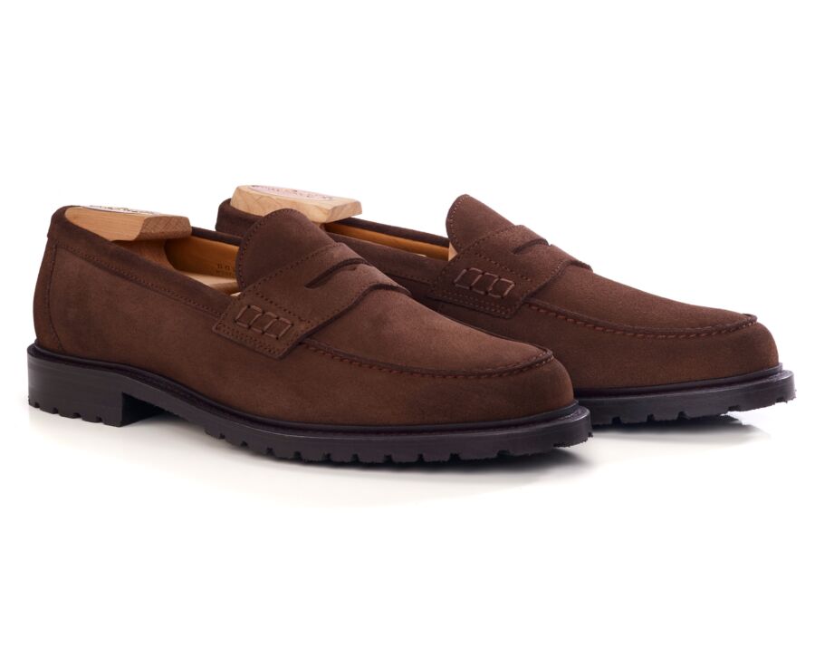 Men's chocolate suede loafer - DOWARD GOMME