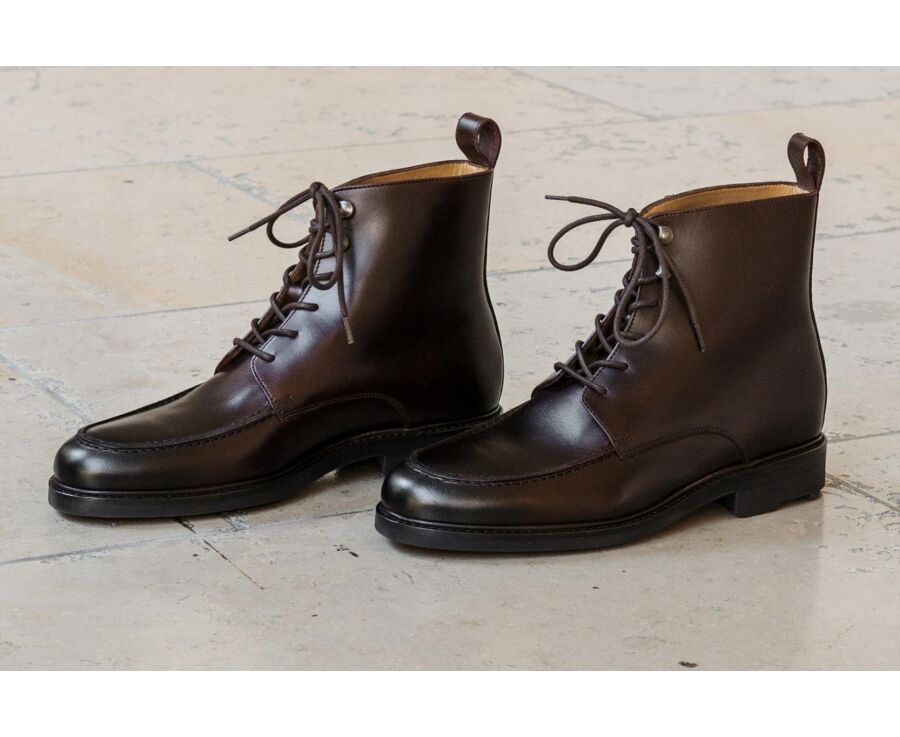 Chocolate Derby Boots - Rubber outsole - HUDSON HIGH GOMME COUNTRY