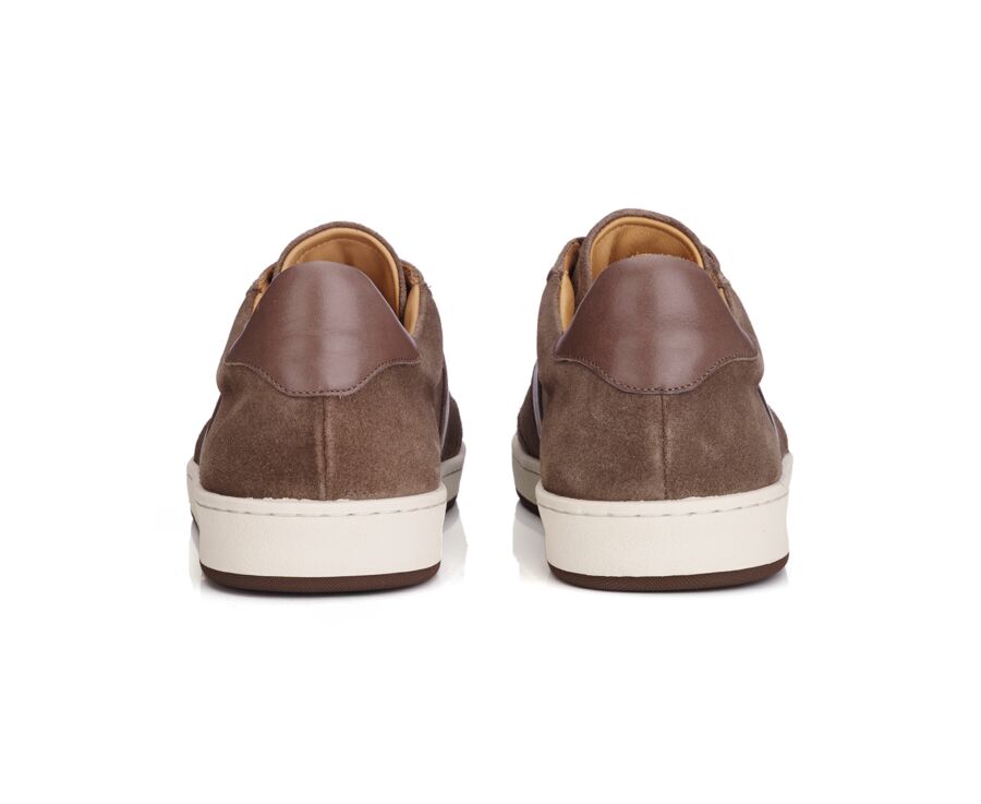 Men’s leather sneakers – Taupe suede and brown - NANGKITA