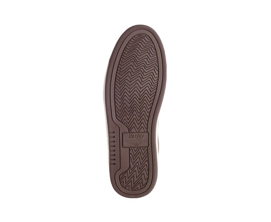 Men’s leather sneakers – Taupe suede and brown - NANGKITA