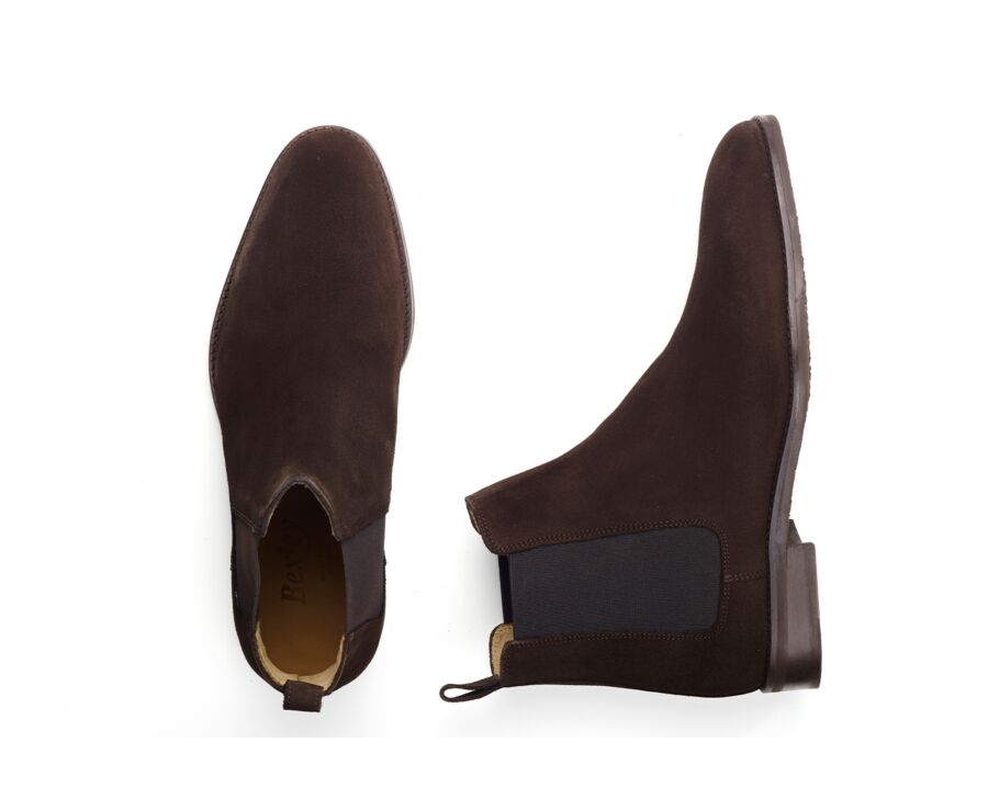 Men's Bitter Chocolate Suede Chelsea Boots - STANHIGH GOMME