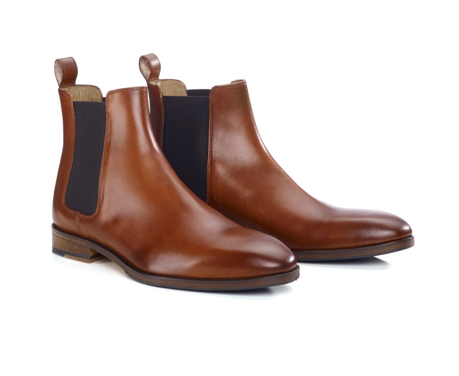 Men's Patina Cognac Chelsea Boots - STANHIGH PATIN