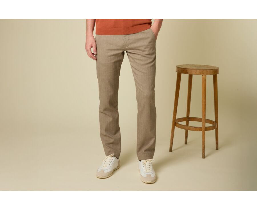 Men's chino trousers Light Khaki Chevron - KERYLL