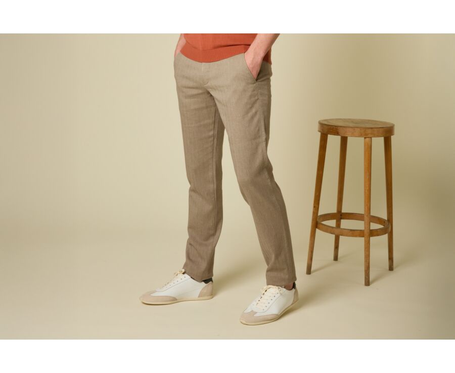Men's chino trousers Light Khaki Chevron - KERYLL