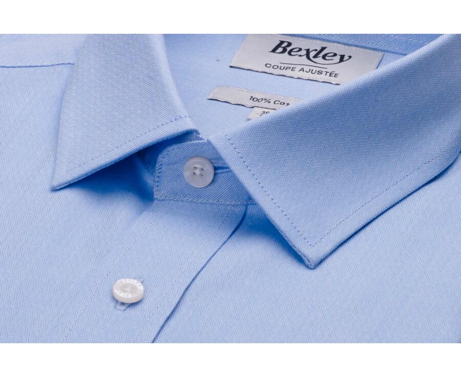Men’s plain twill shirt in blue - FROMOND