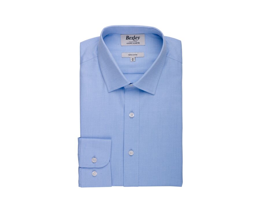 Men’s plain twill shirt in blue - FROMOND