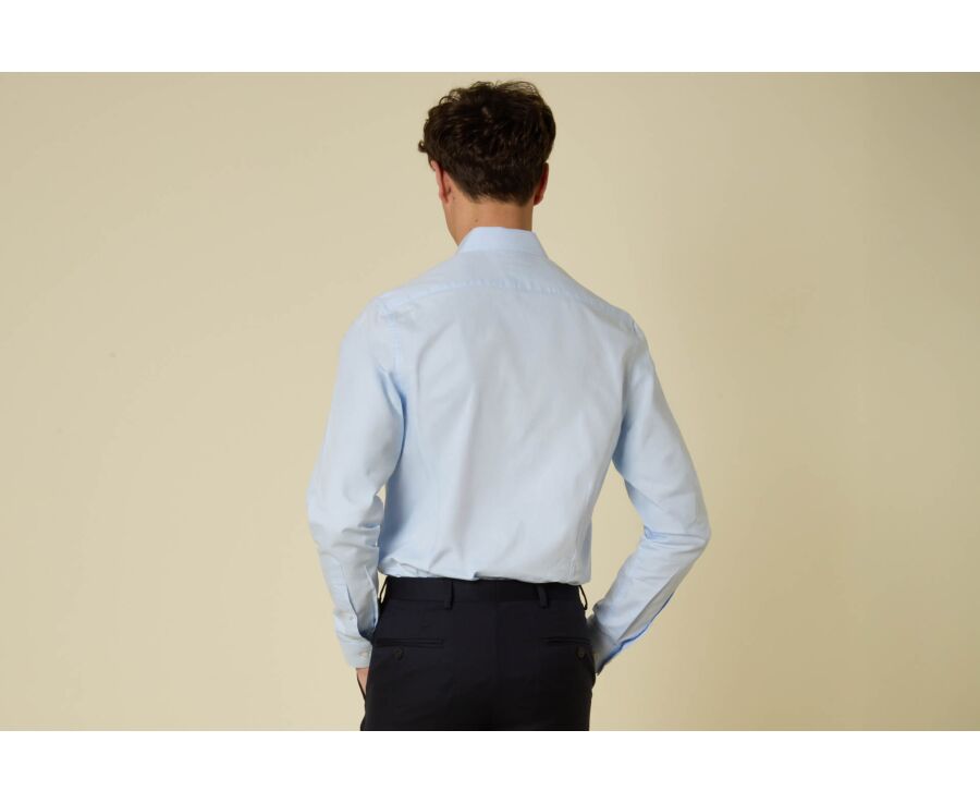 Men’s plain twill shirt in blue - FROMOND