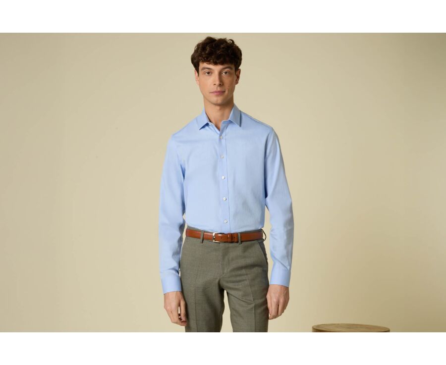 Men’s sky blue twill shirt - MALVINIEN CLASSIC