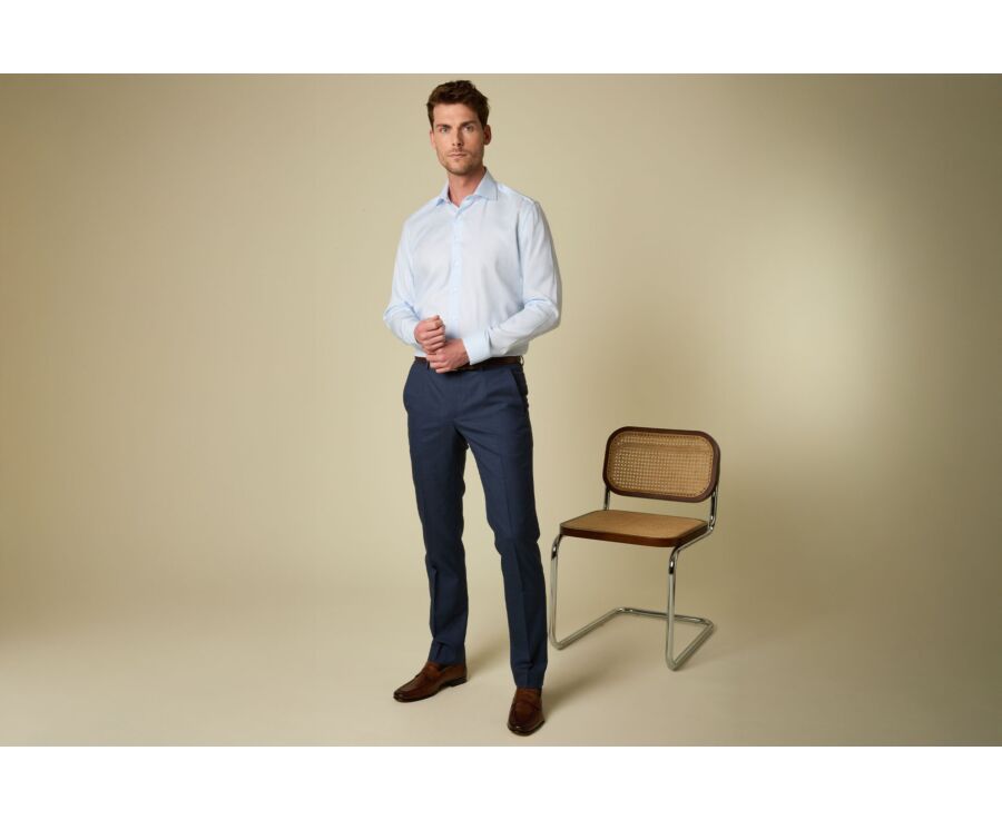 Men’s light blue twill shirt - TOMMASO CLASSIC