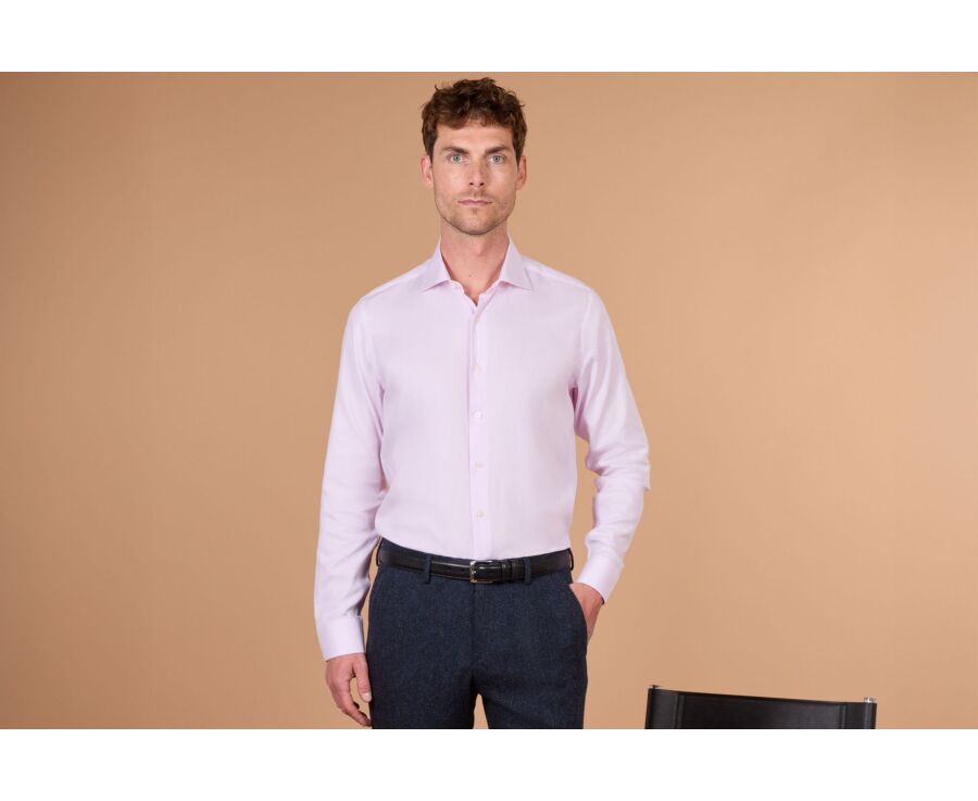 Men's pale pink twill shirt - TOMMASSO CLASSIC