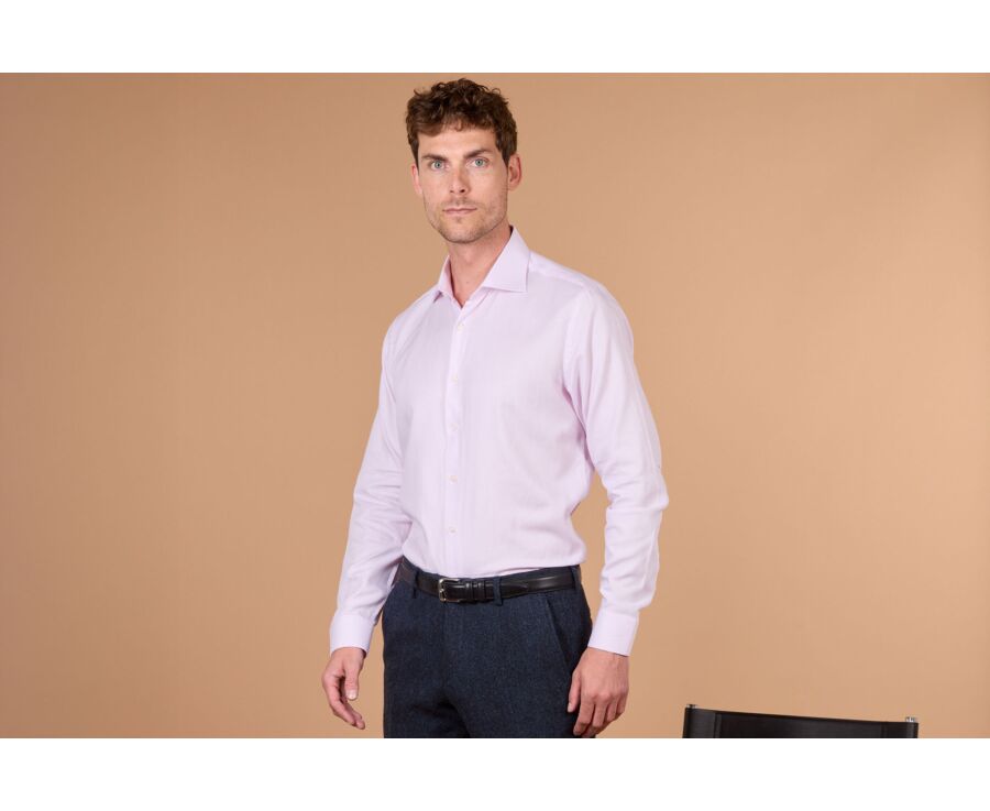 Men's pale pink twill shirt - TOMMASSO CLASSIC