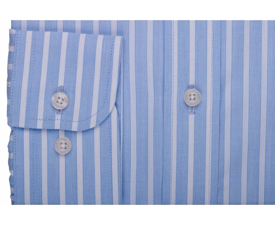 Men’s soft blue shirt with fine white stripes - NIZIER