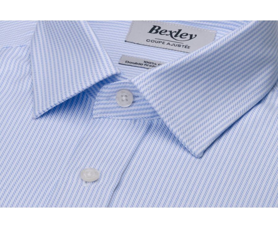 Fine striped shirt for men in Light Blue & White - DAMELIN
