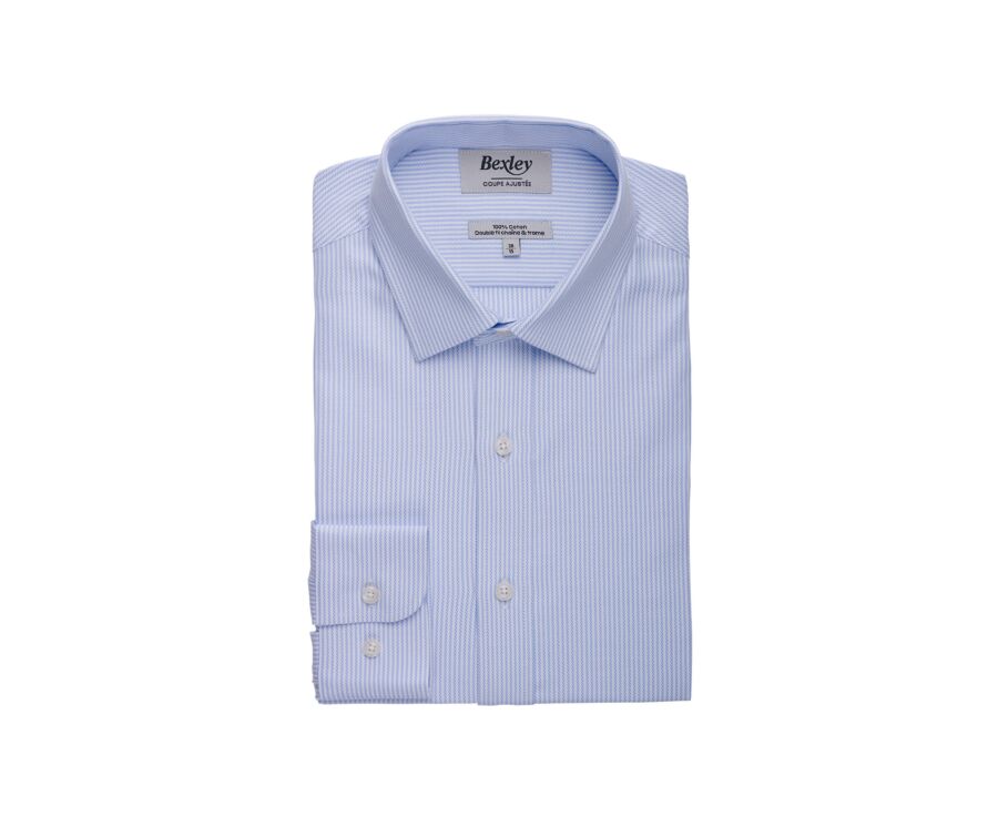 Fine striped shirt for men in Light Blue & White - DAMELIN