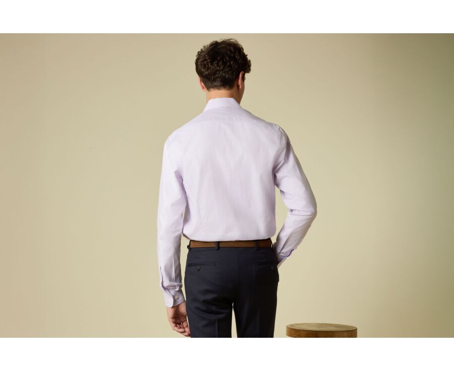 Men’s fine striped shirt in lilac and white - DAMELIN