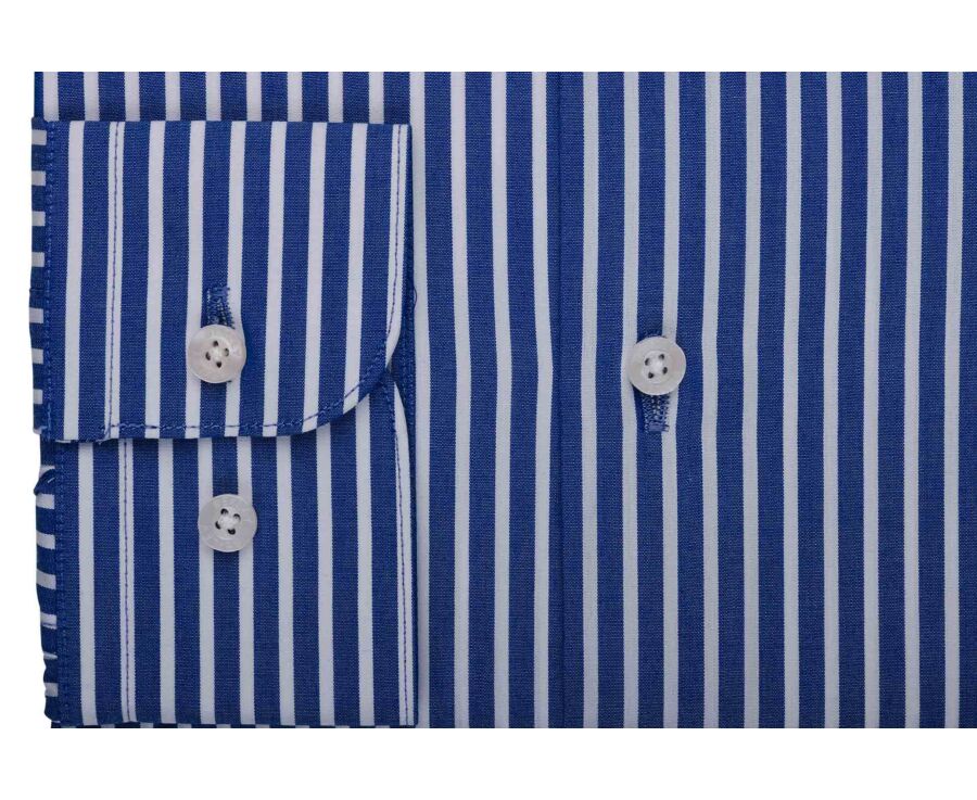 Men’s fine striped shirt in ocean blue and white - DONATIEN CLASSIC